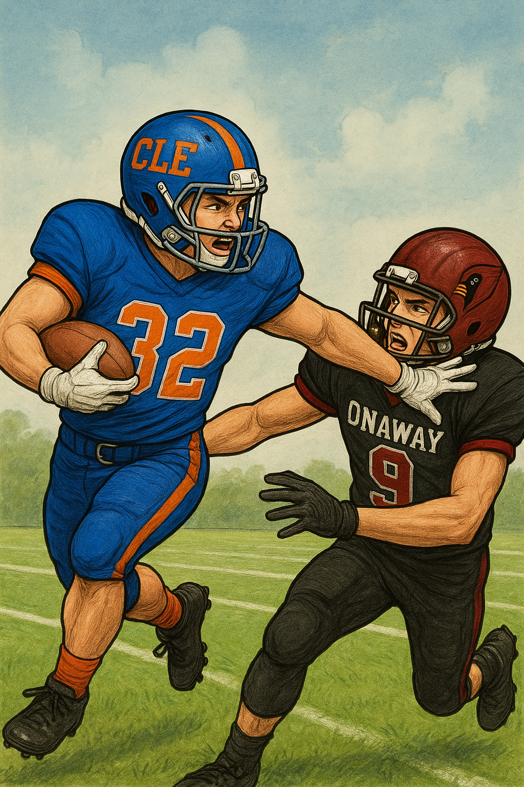 Central Lake/Ellsworth Trojans Triumph in Rainy Conference Football Game Against Onaway Cardinals