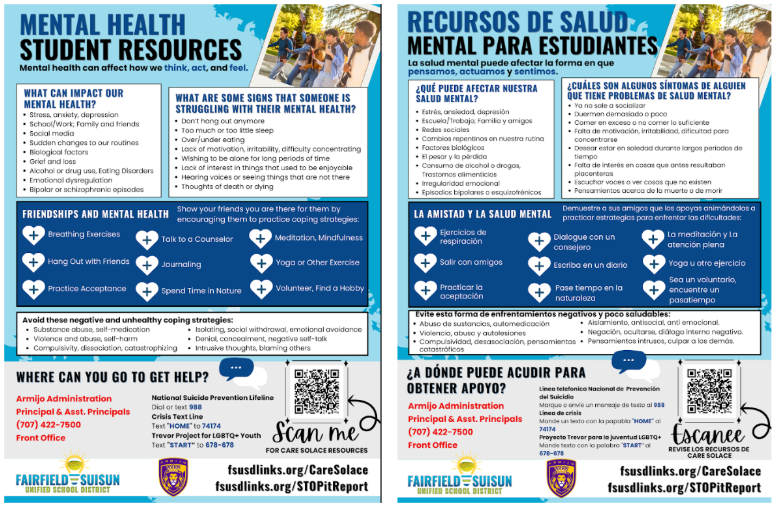 FSUSD Mental Health Student Resources Spotlight at Armijo High School