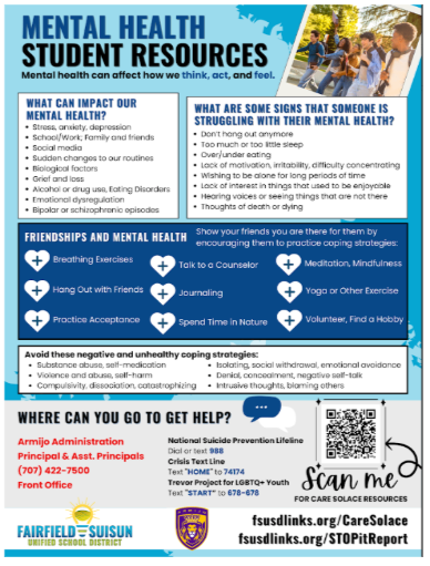 FSUSD Mental Health Student Resources Spotlight at Armijo High School