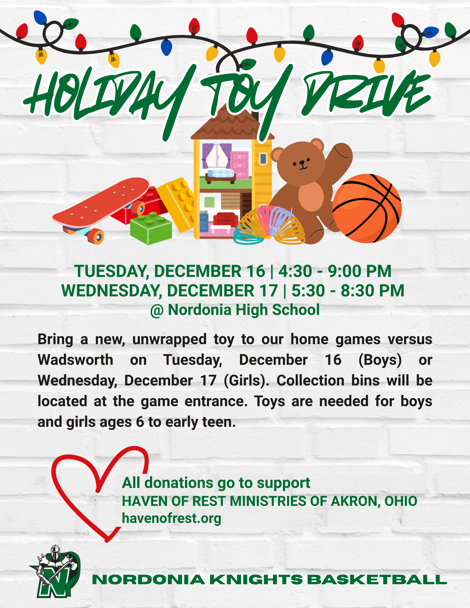 Nordonia Basketball Home Games Promote "Knights of Giving"