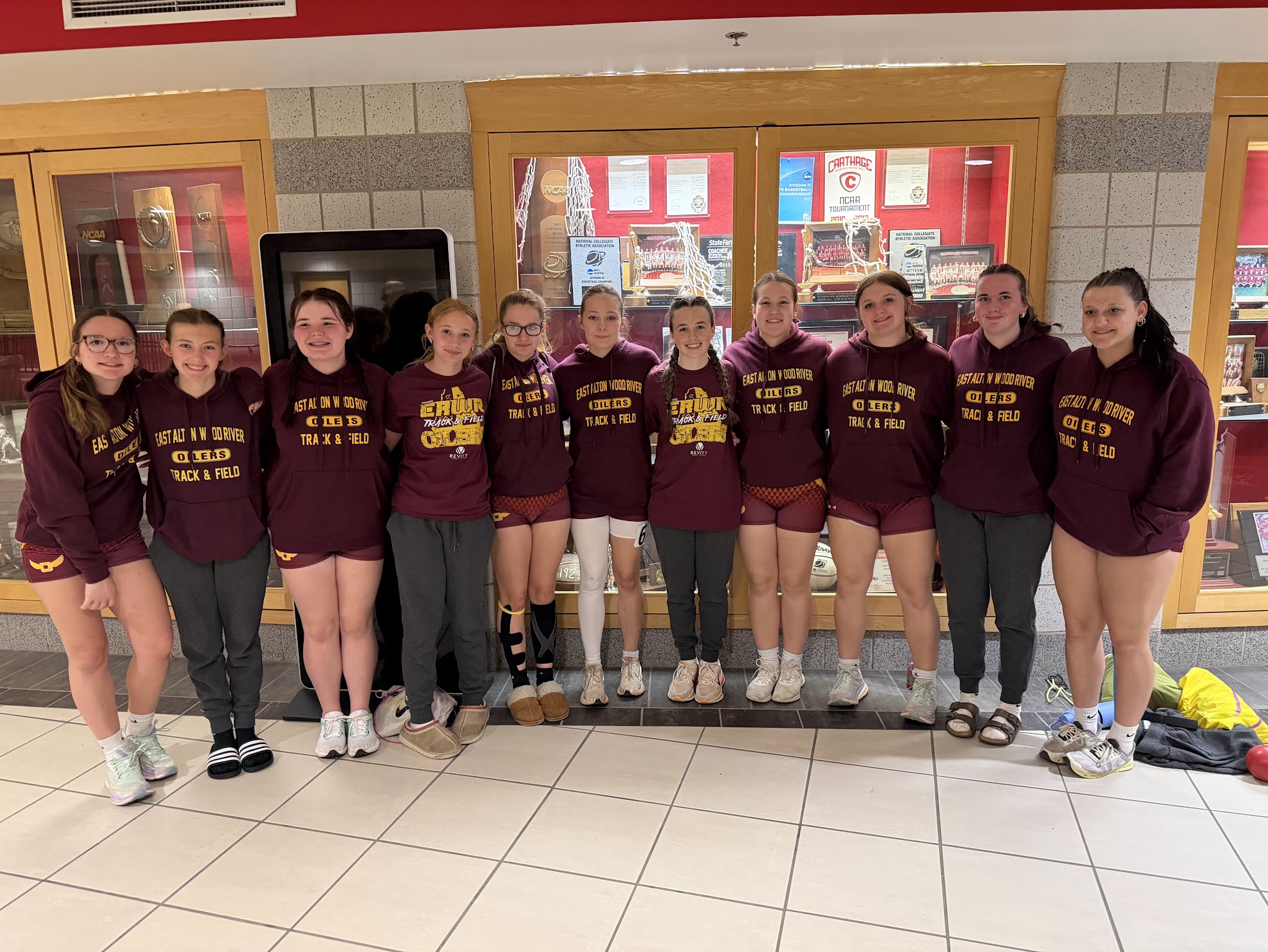 The girls team poses for a photo at Carthage College
