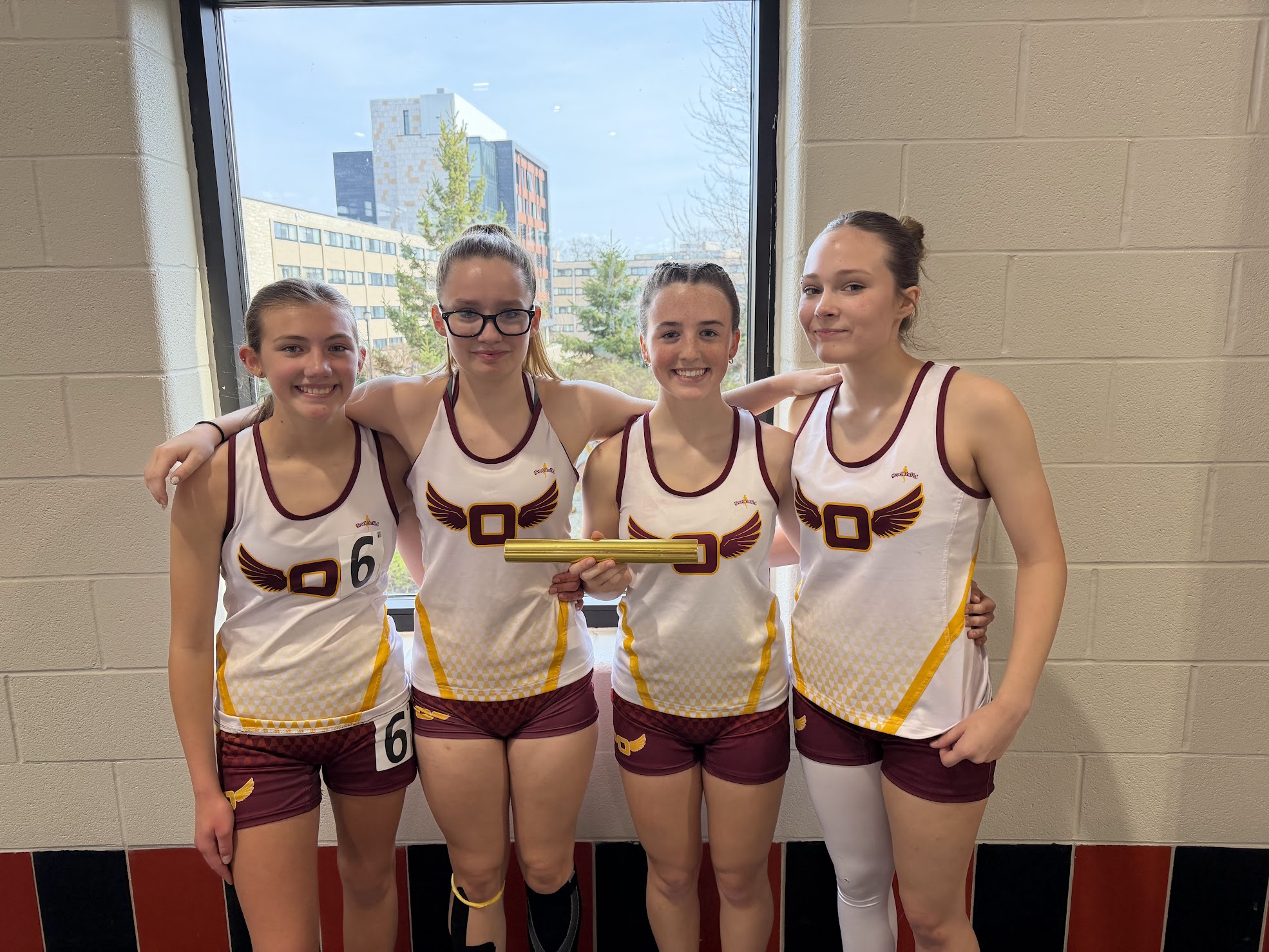 Girls 4x800 team after setting school record